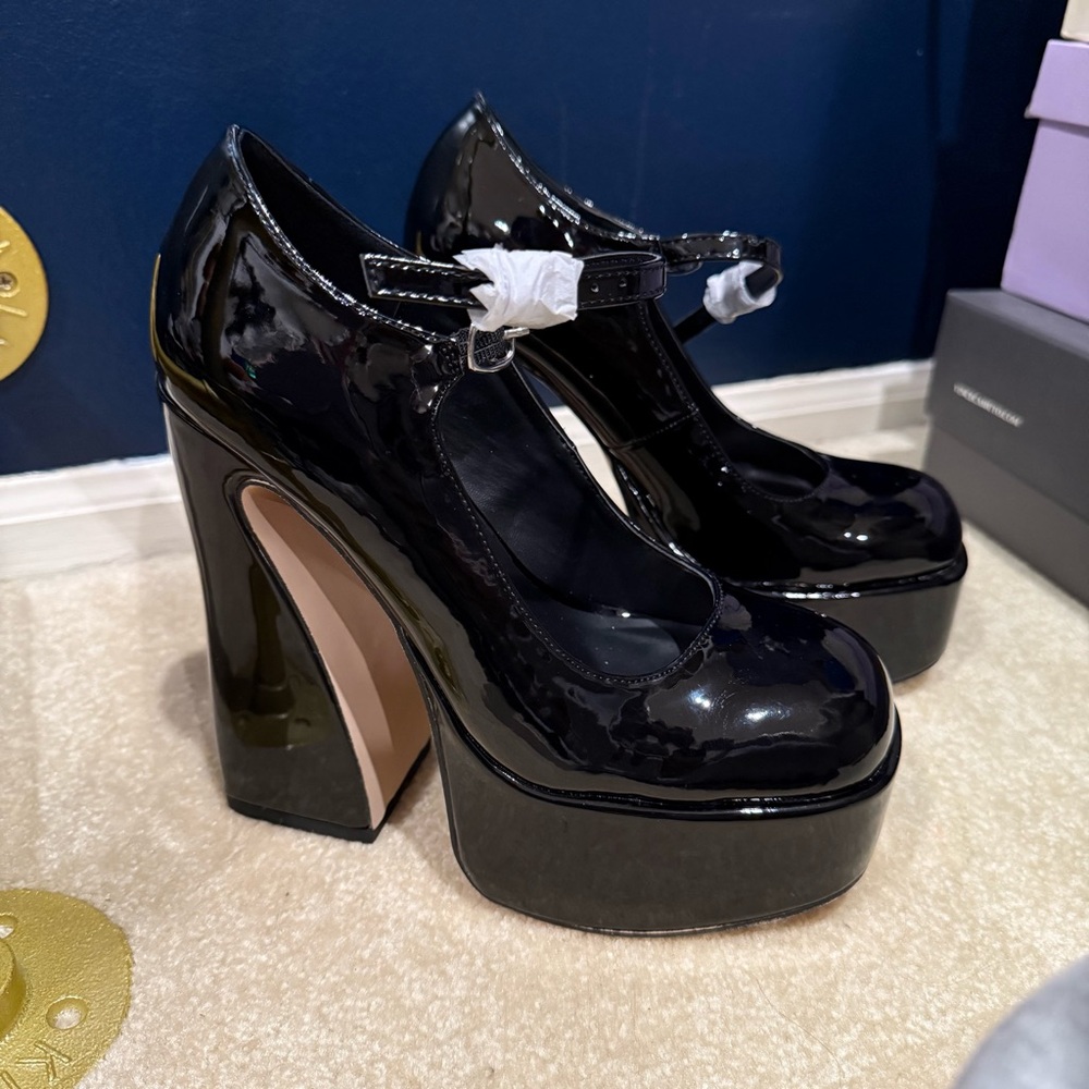 Madden Girl Black Patent Platform Heels